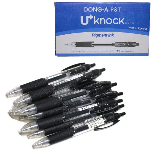 x12pcs Dong-A U-Knock Plus+ Gel Ink Black 0.5mm Rollerball Pen 12pcs