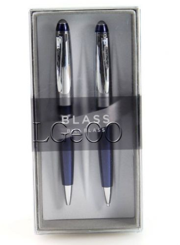 Bill blass riviera pen &amp; pencil set bb0201-5 deep blue and silver for sale