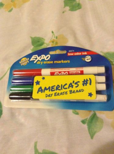 Expo Dry Erase Markers, 4 Intense Colors, Low Odor Ink, Fine Tip, New