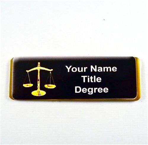 LEGAL,PARA LEGAL,CLASSIC SCALES OF JUSTICE PERSONALIZED MAGNETIC ID NAME BADGE,