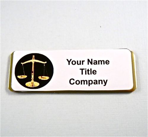 SCALES OF JUSTICE PERSONALIZED MAGNETIC ID NAME BADGE,CUSTOM NURSE,DOCTOR,ER,RN