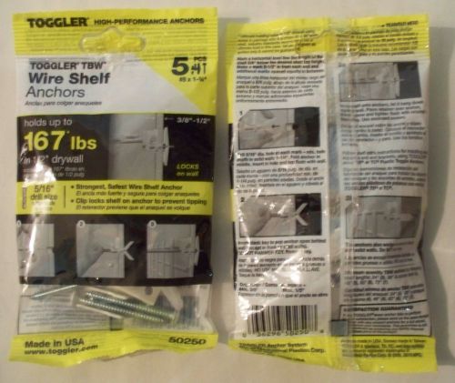 Two Packs of Toggler #8 x 1-3/4&#034; 5-Pack TBW Wire Shelf Anchors - 50250 - New USA
