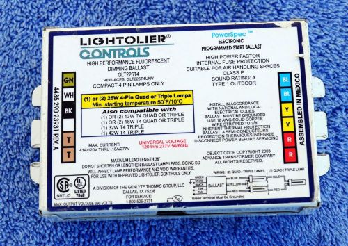 glt226t4 lightolier controls HIGH PERFORMANCE FLUORESCENT DIMMING BALLAST