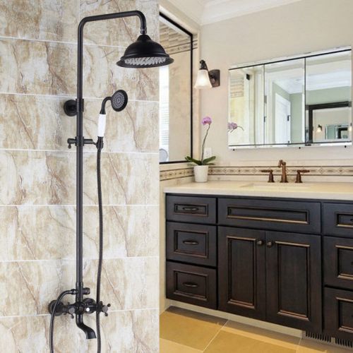 Modern Antique Black Classic Exposed Shower System with Handshower Free Shipping