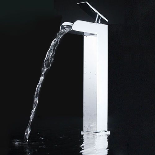 Modern Chrome Brass Waterfall Single Handle Bath Vessel Faucet Tap Free Shipping