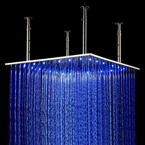 Modern 24&#034; LED Stainless Steel Ceiling Mounted Rain Shower Head Free Shipping
