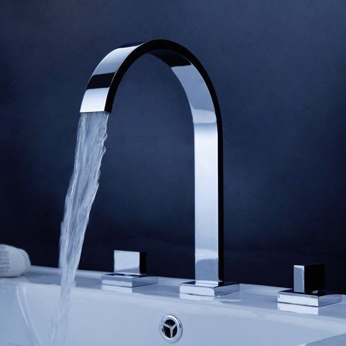 Contemporary Double Handle Widespread Faucet Tap in Chrome Finish Free Shipping
