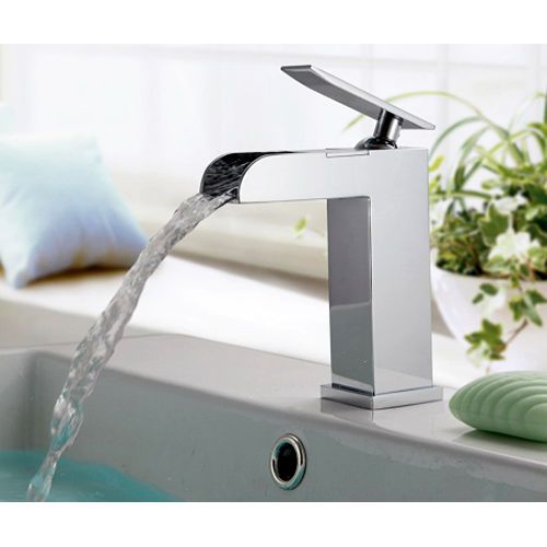 Modern waterfall single handle vessel sink faucet chrome basin tap free shipping for sale