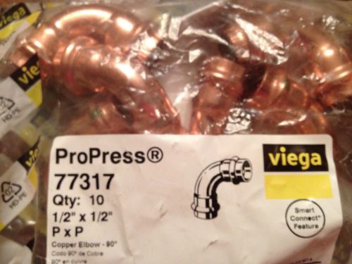 Viega Pro Press 1/2 Inch 90s Elbows / Sealed Bag Of 10 Fittings