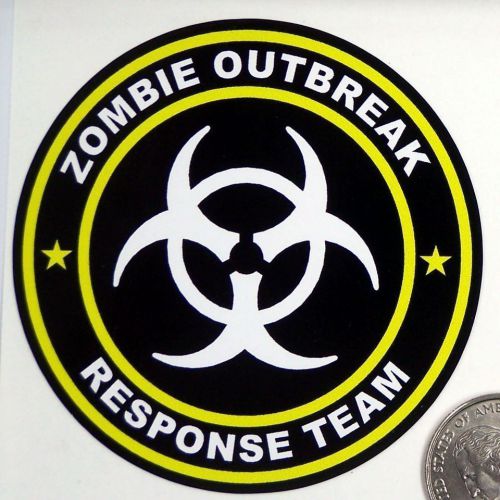 2 - Zombie Outbreak Response Team 3&#034; Yellow Tool Box Car Bumper Sticker R101