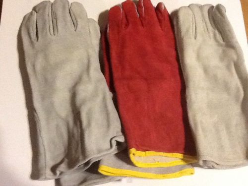 3 NEW PAIR ALL LEATHER LARGE WELDING GLOVES