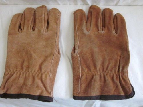 Leather split cowhide lined winter work gloves size large for sale