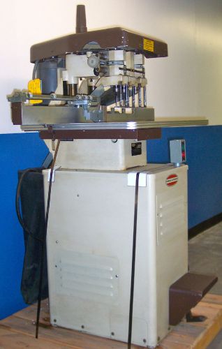 CHALLENGE EH3A HYDRAULIC 3 SPINDLE PAPER DRILL. WITH AUTO TRIP BACKGAUGE, (TAN)