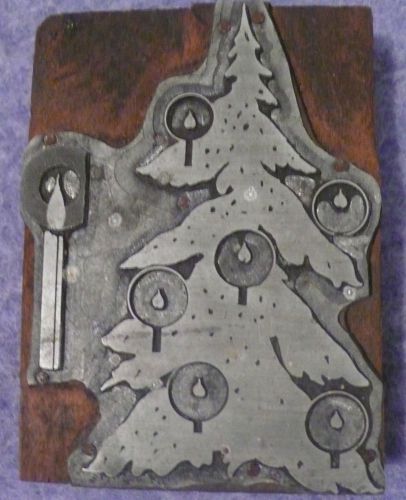 Antique Printer Print Stamp Block German Christmas Tree and Candle