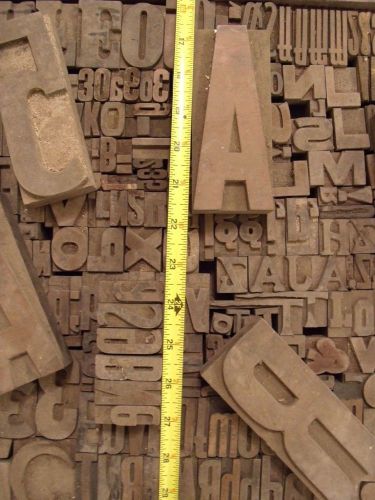 Antique Letterpress Blocks Set Alphabet Numbers &amp; Symbols Estate Find Mixed Set