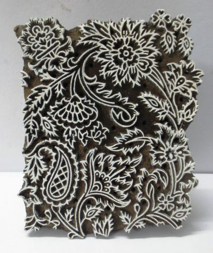 INDIAN WOODEN TEXTILE PRINTING ON FABRIC BLOCK STAMP UNIQUE FLORAL PAISLEY