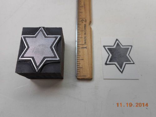 Printing Letterpress Printers Block, Outlined Solid Star w 6 Points
