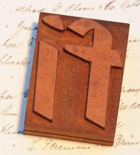 letter: fi rare unused wood type letterpress printing block woodtype font old