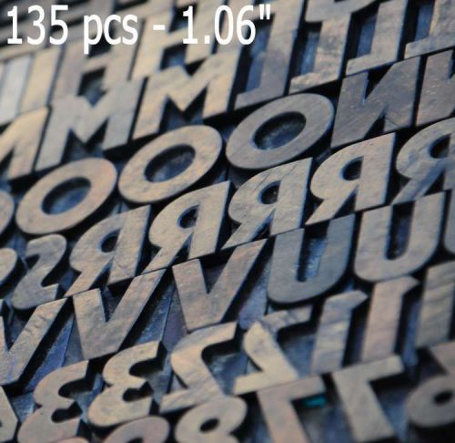 Letterpress wood printing blocks 135 pcs 1.06&#034; tall alphabet type woodtype abc for sale
