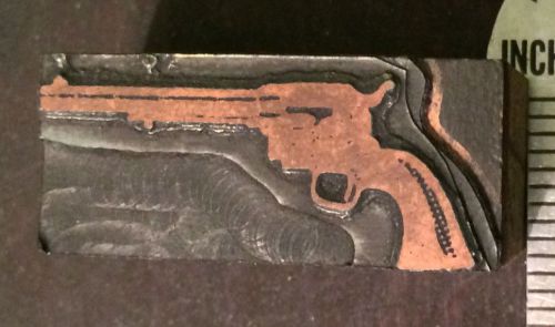 Letterpress Printer Blocks Wood Metal Type gun revolver pistol colt peacemaker?