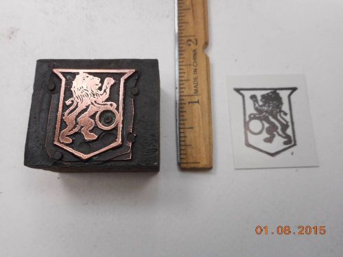 Old Letterpress Printers Block, Lion Crest Shield