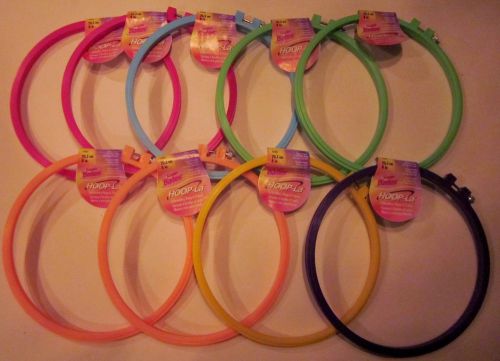 Lot of 9 NWT 8-inch Hoop-La by Susan Bates Plastic Embroidery Hoops