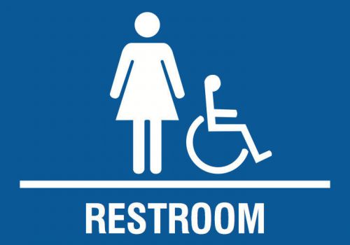 New restroom sign for girls + wheelchair accessible access / office school work for sale