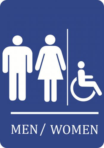 Blue Industrial Sign MEN / WOMEN Wheelchair Accessible High Quality Plastic USA