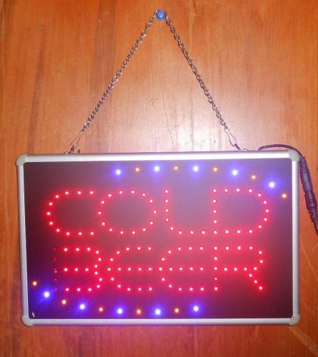 LIGHTED LED &#034;COLD BEER&#034; SIGN 13&#034; X 8&#034;  W/ DRY ERASE BOARD ON BACK  NEW