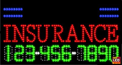 17&#034;x31&#034; Custom Animated Auto Insurance LED Sign with Phone