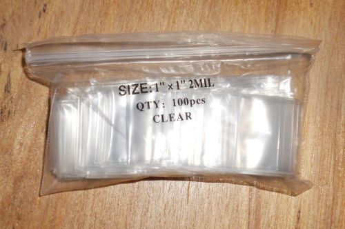 1&#034;x1&#034; (2 mil) reclosable clear zip lock plastic bags (10 packs = 1,000 bags) for sale