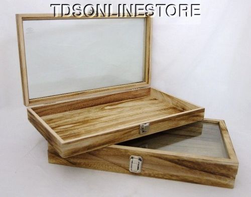 Rustic Wood Glass Top Display Cases Antique Antique Oak Color Package Of 2
