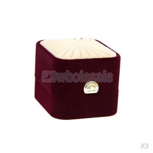 3x Square Velvet ENGAGEMENT WEDDING RING Gift Box Jewelry Storage Case Organizer