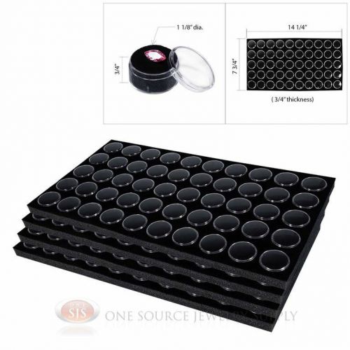 (4) 50 Black Gem Jar Foam Inserts Tray Jewelry Display Organizer Gemstones