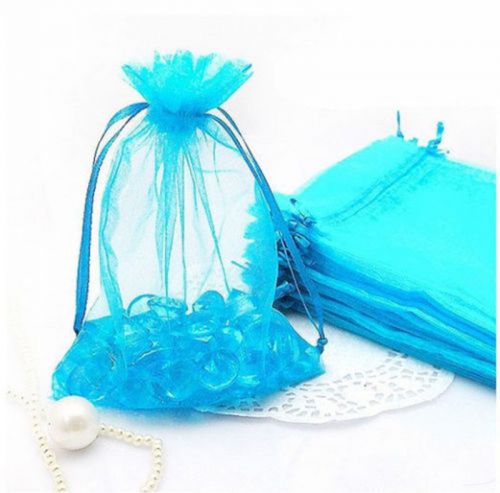 25x lake blue luxury organza gift bags wedding party favour packing pouche 9x7cm for sale