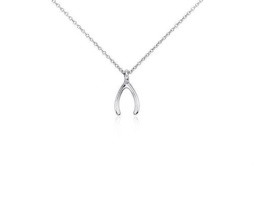 Lucky Wishbone Pendant in Sterling Silver Free Shipping