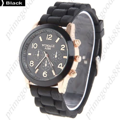 Unisex Quartz Wrist Watch with Round Case in Black Free Shipping WristWatch