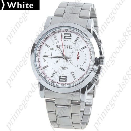 Traditional Stainless Steel Quartz Wrist Watch for Men Boy White Free Shipping
