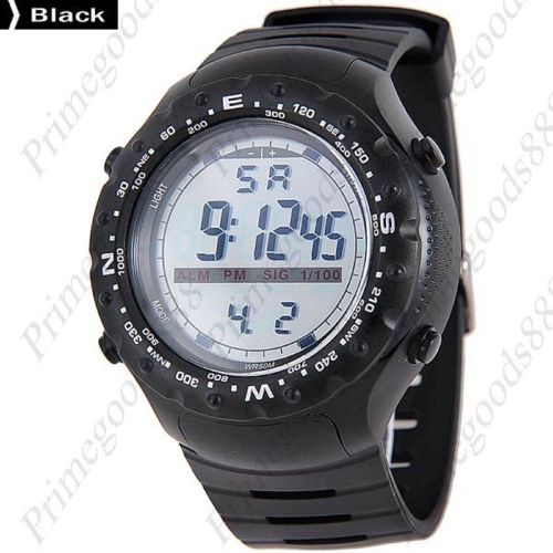 Digital Sport Silica Gel LED Alarm Stopwatch Date Men&#039;s Wrist Wristwatch Black