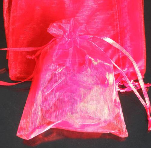 100x Solid Red Organza Bag Pouch for Xmas New Year Gift 7x9cm(2.7x3.5inch)