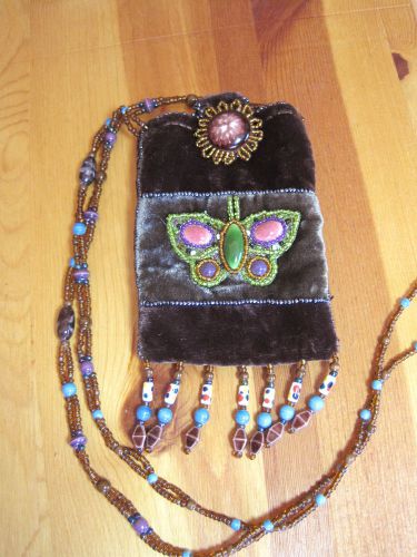 Southwestern Beaded Butterfly Pouch Cell phone Date Bag