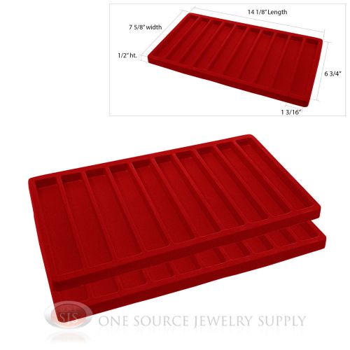 2 Red Insert Tray Liners W/ 10 Slot Each Drawer Organizer Jewelry Displays
