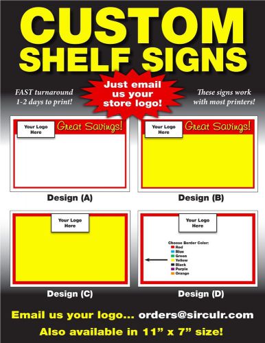 Custom Printed Shelf Signs - 5.5&#034; x 3.5&#034;, 225 Pack, Full Color