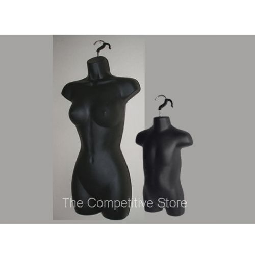 Female Dress + Toddler Black Mannequin Forms - For 18m-4T And S-M Ladies Sizes