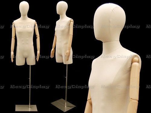 Linen male body hard foam dress form with arms and head #jf-m2larm+bs-05 for sale