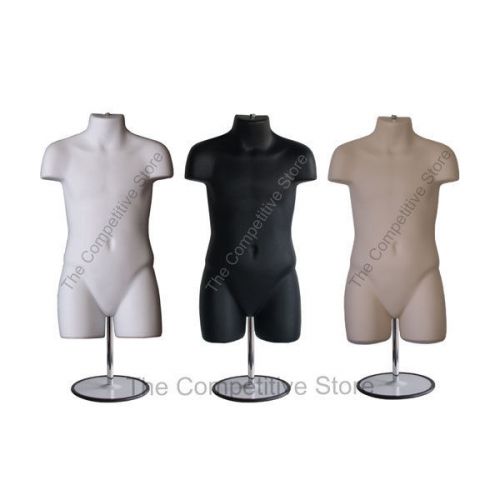 Child black white flesh mannequin body forms w/ base - for clothing size 5t- 7 for sale