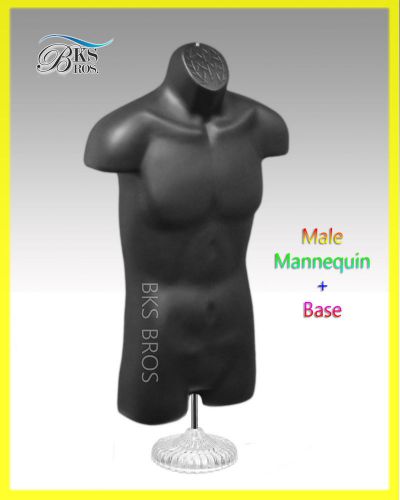 BLACK Male Mannequin Man Hollow Dress Form S-M Clothing Display w/Acrylic Stand