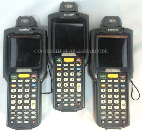 Lot of (3) Motorola Symbol MC3090-RU0PPBG00WR Laser Wireless Barcode Scanners