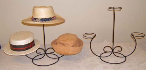 2 Fancy triple hat stand retail store display USA made NR lot
