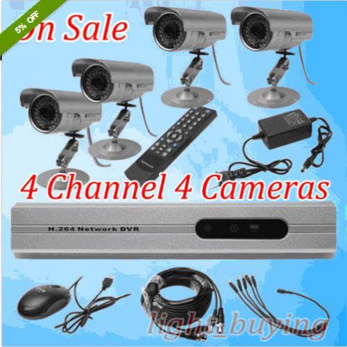 Ultra low price 4ch cctv dvr kit 4 outdoor waterproof color network cameras for sale